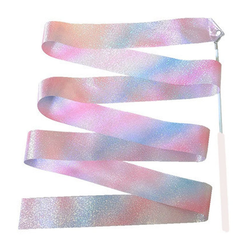 ZZSRJ 1 Glitter Gymnastics Ribbon Dance Ribbon Rhythmic Gymnastics Ballet Spinner Rainbow Stick Training 2M/4M (Color : White, Size : 4M)