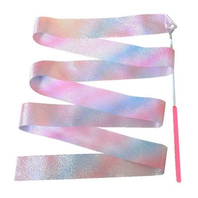 ZZSRJ 1 Glitter Gymnastics Ribbon Dance Ribbon Rhythmic Gymnastics Ballet Spinner Rainbow Stick Training 2M/4M (Color : Pink, Size : 4M)