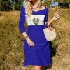 Adugen Origei El Salvador Flag Flare Dress Womens Dresses Summer Dress for Women Casual T-Shirt Dress M view 2