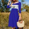 Adugen Origei El Salvador Flag Flare Dress Womens Dresses Summer Dress for Women Casual T-Shirt Dress M view 3