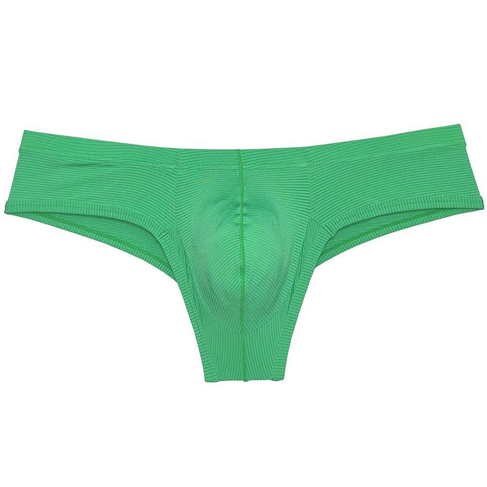 Botmois Men's Brazilian Bikini Sioft Ice Silk Boxer Briefs Underwear Comfy Enhance Bulge Pouch Cheeky Boxers Green L