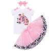 Farm Animal Cake Smash Outfit Girl Barnyard Fifth 5th Birthday Shirt Mini Tutu Skirt Kids Gingham Dress Headband Toddler Holy Cow Im Five Party Clothes Cowgirl Photoshoot Pink 5T view 1