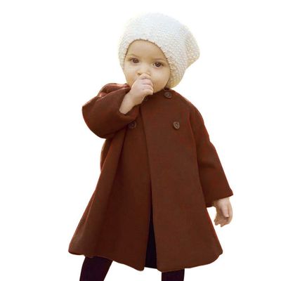 XFGLCK Toddler Baby Girls Coats Cloak Button Jacket Outerwear Fall Winter Clothes (2-3 Years, Brown)
