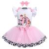 Farm Animal Cake Smash Outfit Girl Barnyard Second 2nd Birthday Outfits Romper Tutu Skirt Baby Gingham Dress Headband Toddler Holy Cow Im Two Party Clothes Cowgirl Photoshoot Pink 2T view 2