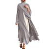 Abayas Muslim Dress for Women Long Sleeve Islamic Abaya Dubai Kaftan Dresses Middle East Prayer Dress Open Front Maxi Cardigan Robe Dress Prayer Clothes for Muslim Women with Hijab Scarf Gray M view 1