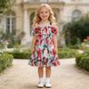 AGQT Toddler Girls Summer Off Shoulder Floral Dress Boho Princess Chiffon Ruffle Sundress for Beach Wedding Vacation Blue 1-2T view 2