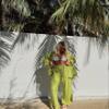 NUFIWI Women Pleated 2 Piece Pants Outfits Casual Loose Button Shirt Blouse Top Long Wide Leg Palazzo Pants Set Jumpsuit(Tie Sleeve Green,M) view 4