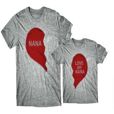 Half Heart I Love My Nana T-Shirt for Toddler Girls or Boys 5T Grey