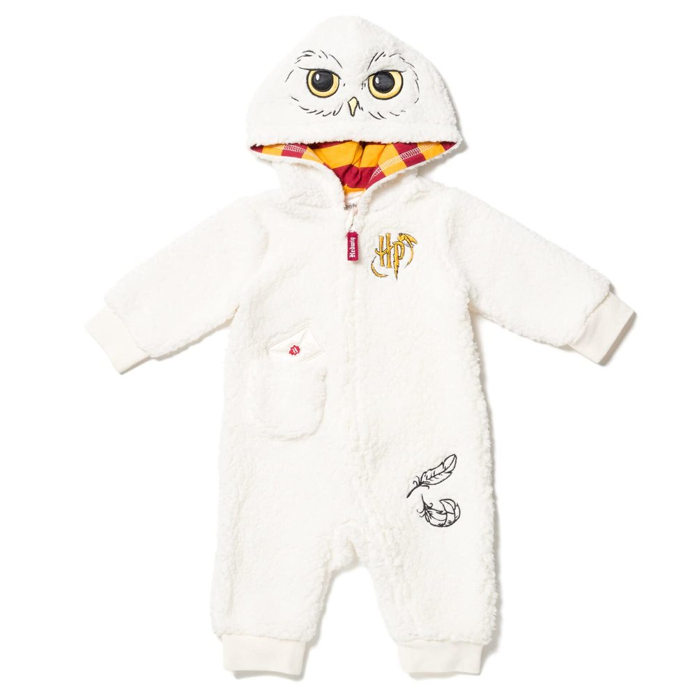 Harry Potter Hedwig Owl Newborn Baby Boys Zip Up Costume Coverall White 3-6 Months