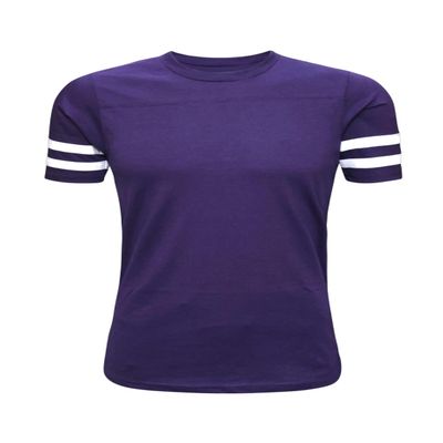 ILTEX Adult & Kids Sportswear Athlete Jersey | Crew Neck and Short Sleeve Stripes T-Shirt | Two Contrast Colors Stripes with Pure Cotton and Polyester (Purple, 2X-Large)