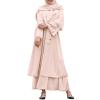 Abayas Muslim Dress for Women Long Sleeve Islamic Abaya Dubai Kaftan Middle East Prayer Open Front Maxi Cardigan Modest Robe Gown Clothes for Muslim Women Khaki S view 1