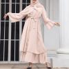 Abayas Muslim Dress for Women Long Sleeve Islamic Abaya Dubai Kaftan Middle East Prayer Open Front Maxi Cardigan Modest Robe Gown Clothes for Muslim Women Khaki S view 3