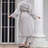 Abayas Muslim Dress for Women Long Sleeve Islamic Abaya Dubai Kaftan Dresses Middle East Prayer Dress Open Front Maxi Cardigan Dress Modest Abaya Robe Gown Prayer Clothes for Muslim Women Gray L view 4