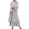 Abayas Muslim Dress for Women Long Sleeve Islamic Abaya Dubai Kaftan Dresses Middle East Prayer Dress Open Front Maxi Cardigan Dress Modest Abaya Robe Gown Prayer Clothes for Muslim Women Gray M view 1