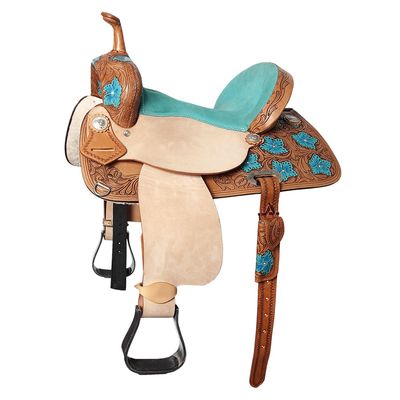 HILASON Flex Tree Western Horse Saddle in American Leather Barrel Trail | for Horses