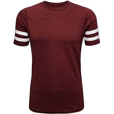 ILTEX Adult & Kids Sportswear Athlete Jersey | Crew Neck and Short Sleeve Stripes T-Shirt | Two Contrast Colors Stripes with Pure Cotton and Polyester (Maroon, 6T)