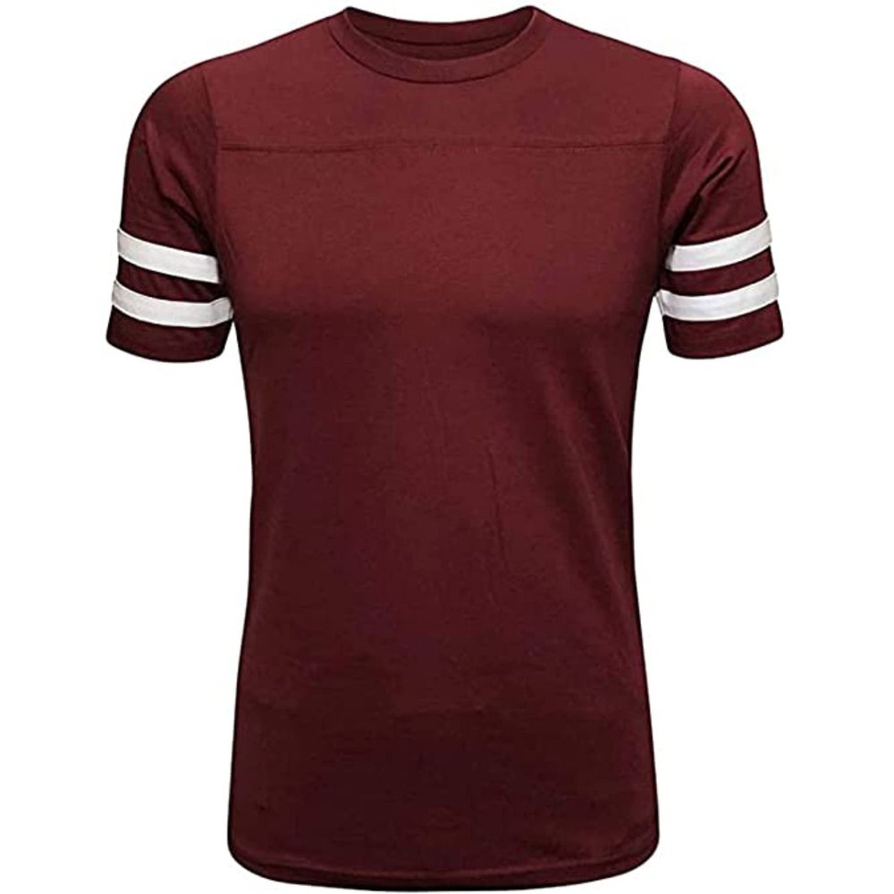 ILTEX Adult & Kids Sportswear Athlete Jersey | Crew Neck and Short Sleeve Stripes T-Shirt | Two Contrast Colors Stripes with Pure Cotton and Polyester (Maroon, 6T)