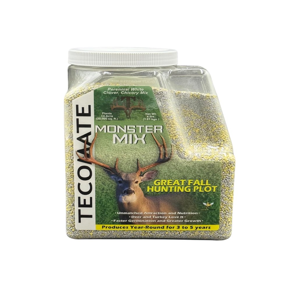 Tecomate Monster Mix Turkey and Deer Food Plot Seed (4lb, 8lb or 25lb): Premium Clover and Chicory Blends Provide Fall Attraction for Hunting Food plots & Year-Round Nutrition for Healthier Deer