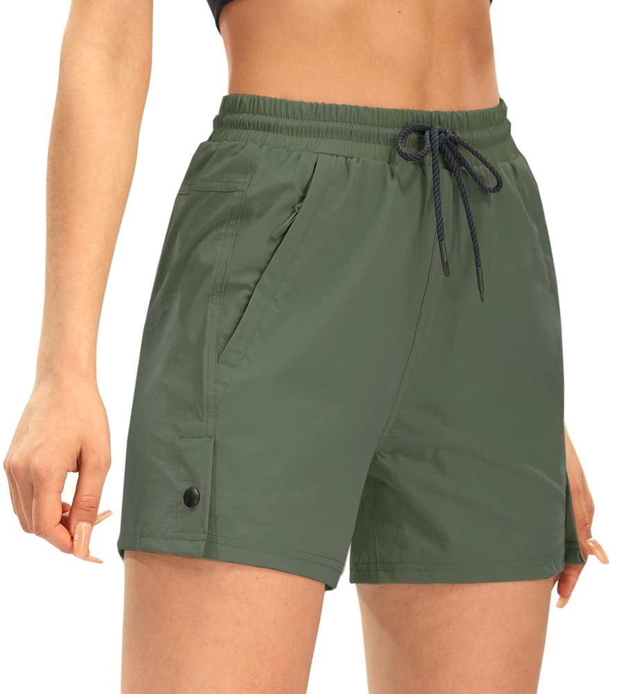 AFITNE Women's Hiking Shorts Quick Dry Lightweight Golf Active Water Shorts with Pockets for Work Outdoor Camping Fishing Army Green S