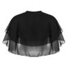 YOOJOO Women's Soft Chiffon Sheer Double-Layered Shawl Wraps Shrug for Evening Dresses Wedding Cape Bolero Cover Up #2 Black One Size view 2