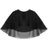 YOOJOO Women's Soft Chiffon Sheer Double-Layered Shawl Wraps Shrug for Evening Dresses Wedding Cape Bolero Cover Up #2 Black One Size view 3