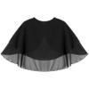 YOOJOO Women's Soft Chiffon Sheer Double-Layered Shawl Wraps Shrug for Evening Dresses Wedding Cape Bolero Cover Up #2 Black One Size view 4