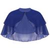 YOOJOO Women's Soft Chiffon Sheer Double-Layered Shawl Wraps Shrug for Evening Dresses Wedding Cape Bolero Cover Up #2 Navy Blue One Size view 1