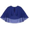 YOOJOO Women's Soft Chiffon Sheer Double-Layered Shawl Wraps Shrug for Evening Dresses Wedding Cape Bolero Cover Up #2 Navy Blue One Size view 3