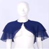 YOOJOO Women's Soft Chiffon Sheer Double-Layered Shawl Wraps Shrug for Evening Dresses Wedding Cape Bolero Cover Up #2 Navy Blue One Size view 4
