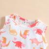 Sleeveless Dinosaur Princess Kids Toddler Baby Bow Girls Tulle Dresses Patchwork Girls Dresses for (Pink, 1-2 Years) view 4