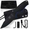 Holtzman's Gorilla Survival Baby Silverback Fixed Blade Hunting Knife with Kydex Sheath & Ferro Rod (Black+Blue) - Ideal for Camping and Outdoor Adventures view 1