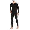 Men Two-Piece Suit Long Sleeve O Neck Blouse Thermal Underwear Stretch Soft and Warm Top and Cotton Brief (Black, M) view 1