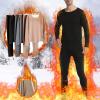 Men Two-Piece Suit Long Sleeve O Neck Blouse Thermal Underwear Stretch Soft and Warm Top and Cotton Brief (Black, M) view 2