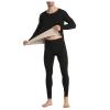 Men Two-Piece Suit Long Sleeve O Neck Blouse Thermal Underwear Stretch Soft and Warm Top and Cotton Brief (Black, M) view 3