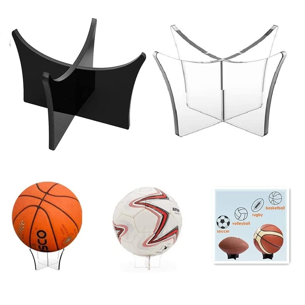 YEL Ball Stand Holder - 2 Packs Football Stand - Acrylic Ball Display Stand Clear Basketball Football Soccer Stand for Volleyball Bowling Ball Display