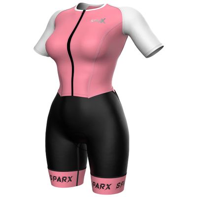 Sparx Aero Triathlon Suit Women Short Sleeve Tri Suit Women Running Swimming Cycling Skinsuit (Rose Pink, 2XL)