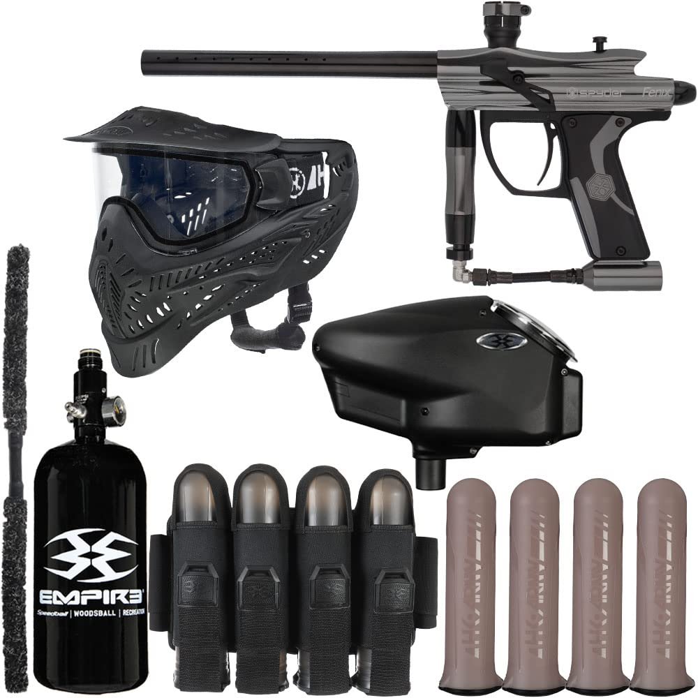 Action Village Kingman Spyder Fenix Vendetta Paintball Gun Package Kit (Gloss Gun Metal Grey)