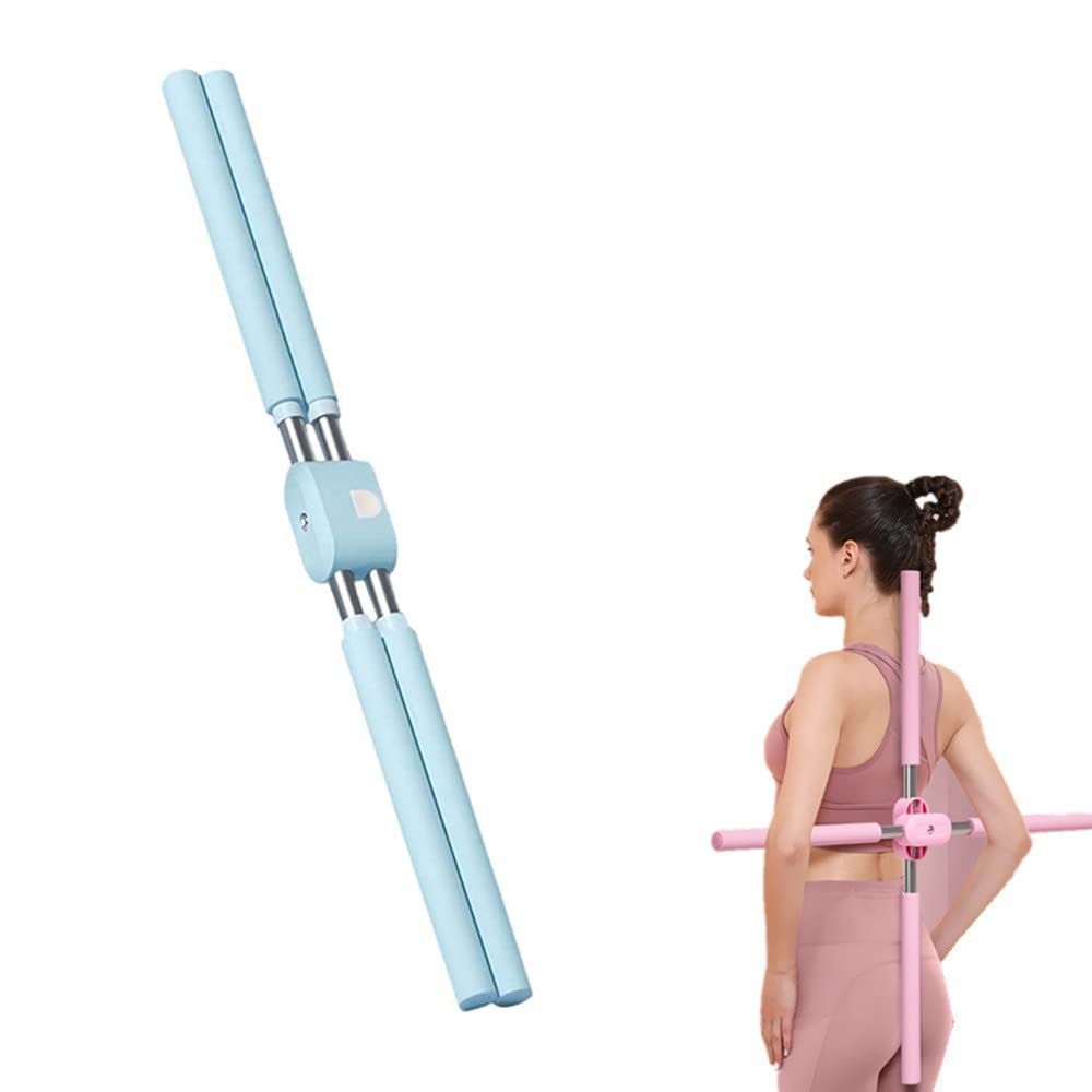 chislim Posture Corrector,Standing Posture Corrector Training Sticks,Yoga Sticks Stretching Tool for Adult and Child,Retractable Design(Blue)