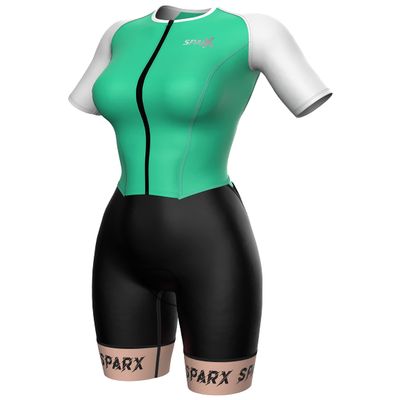 Sparx Aero Triathlon Suit Women Short Sleeve Tri Suit Women Running Swimming Cycling Skinsuit (Mint Green, Small)