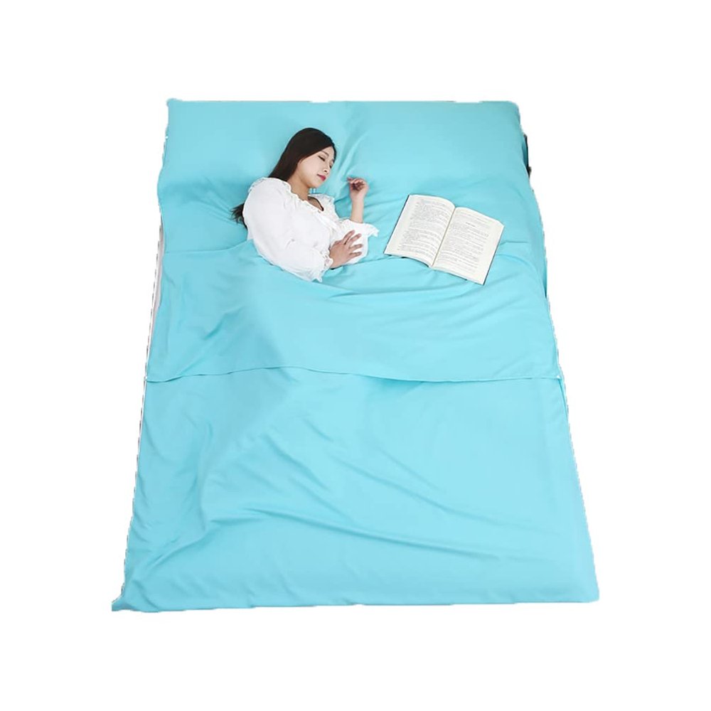 Cheung Yee-Soft Sleeping Bag Liner Lightweight Portable Travel Sheet for Camp Outdoor Hostel Planes Train Travel (Blue-XL