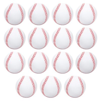 15 Pack Foam Baseballs, 9 Inch Soft Baseballs Training Pitch Baseball Baseball Stress Ball with Drawstring Bag(White)