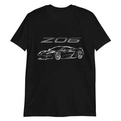 2023 C8 Z06 'Vette Custom Outline Art Short-Sleeve Unisex T-Shirt Black