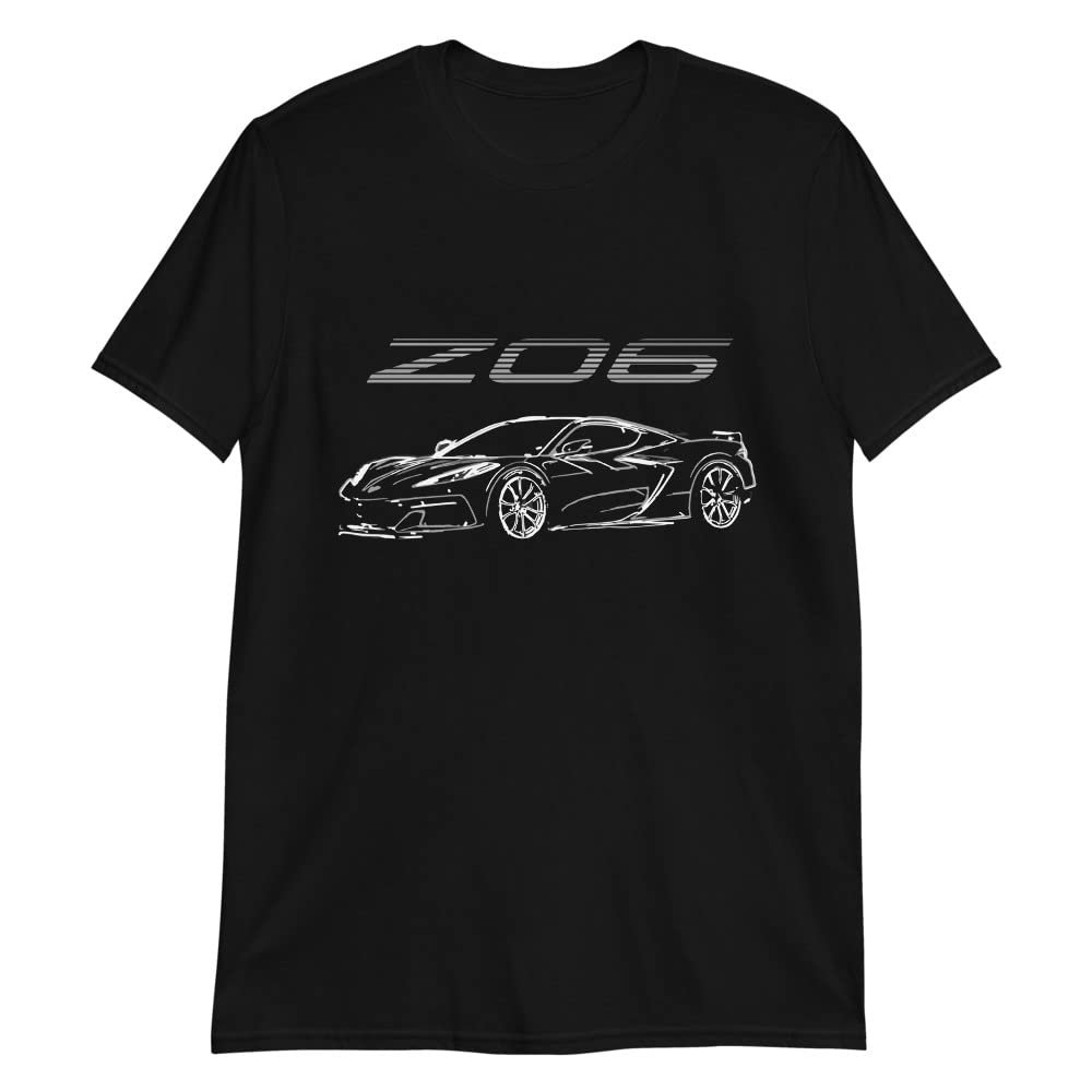 2023 C8 Z06 'Vette Custom Outline Art Short-Sleeve Unisex T-Shirt Black