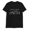 2023 C8 Z06 'Vette Custom Outline Art Short-Sleeve Unisex T-Shirt Black view 1