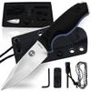 Holtzman's Gorilla Survival Baby Silverback Fixed Blade Hunting Knife with Kydex Sheath & Ferro Rod (Silver+Blue) - Ideal for Camping and Outdoor Adventures view 1