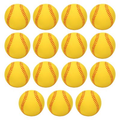 Bac-kitchen 15 Pack Foam Baseballs, 9 Inch Soft Baseballs Training Pitch Baseball Baseball Stress Ball with Drawstring Bag(Yellow)