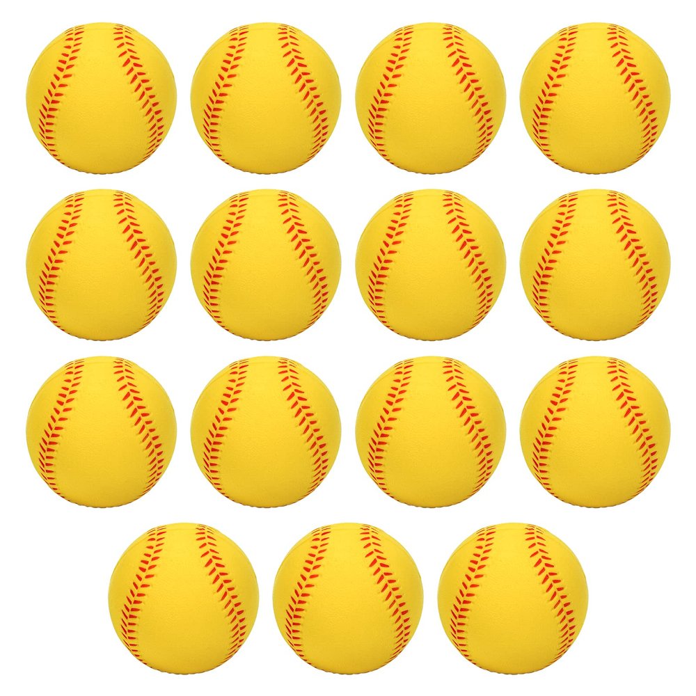Bac-kitchen 15 Pack Foam Baseballs, 9 Inch Soft Baseballs Training Pitch Baseball Baseball Stress Ball with Drawstring Bag(Yellow)
