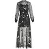 Celestial Dress For Women - Large/X-Large - Dazzling Silver Print Design On Black, Perfect For Halloween, Themed Parties & More - 1 Pc view 2