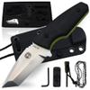 Holtzman's Gorilla Survival Tanto Fixed Blade Neck Knife with Kydex Sheath & Ferro Rod (Silver+Green) - Ideal for Outdoor Activities and Everyday Carry view 1