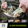 Holtzman's Gorilla Survival Tanto Fixed Blade Neck Knife with Kydex Sheath & Ferro Rod (Silver+Green) - Ideal for Outdoor Activities and Everyday Carry view 3